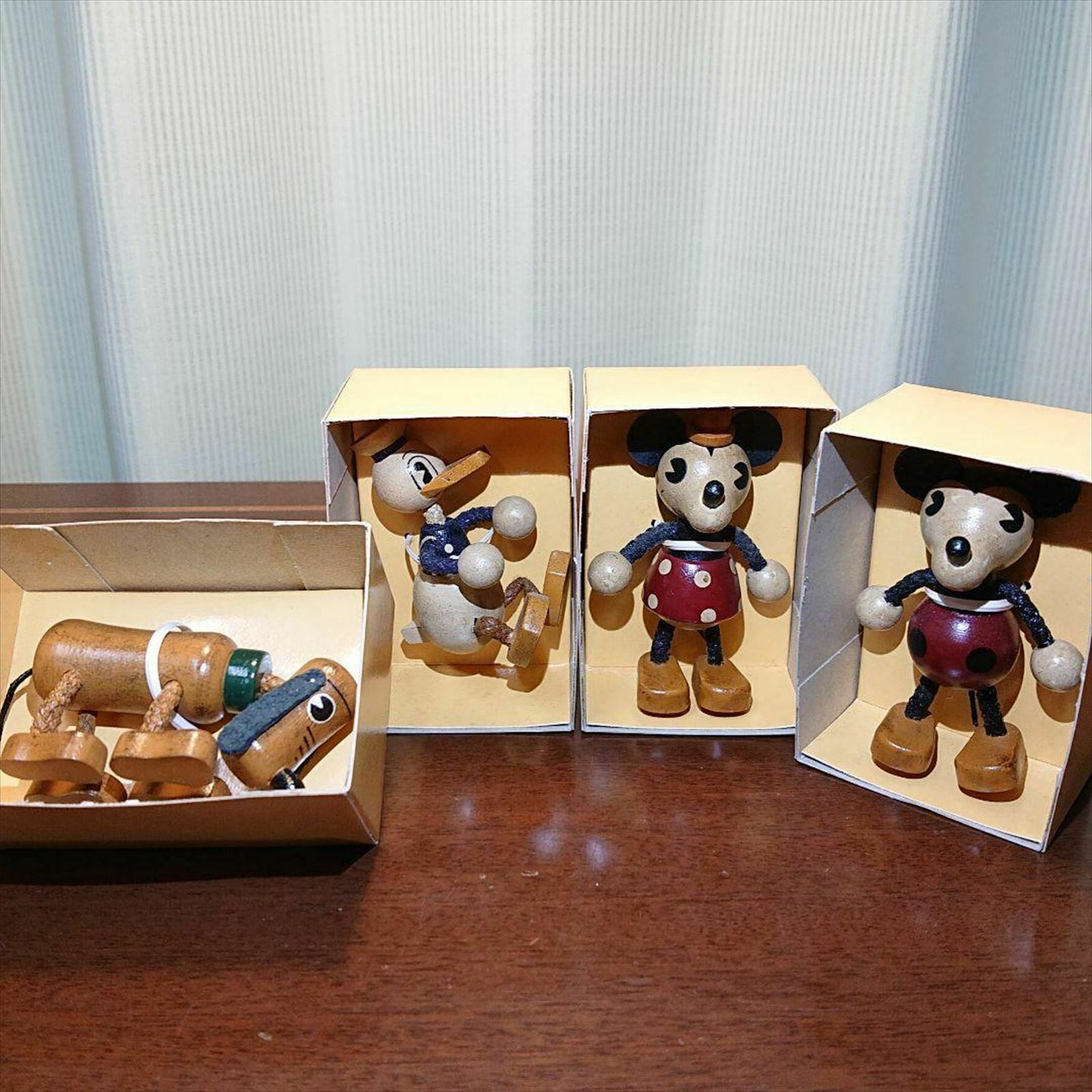 Rare Disney Classic Wooden Doll Toy Mickey Minnie Mouse Donald Duck Pluto Figure