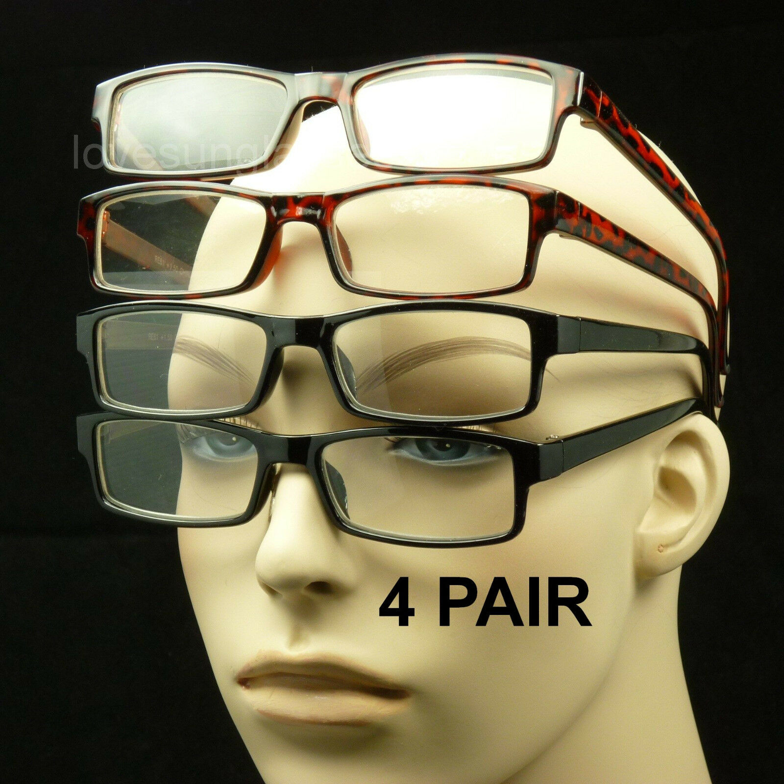 Reading Glasses Men Women 4 Pair Lot Lens Strength Pack Power New
