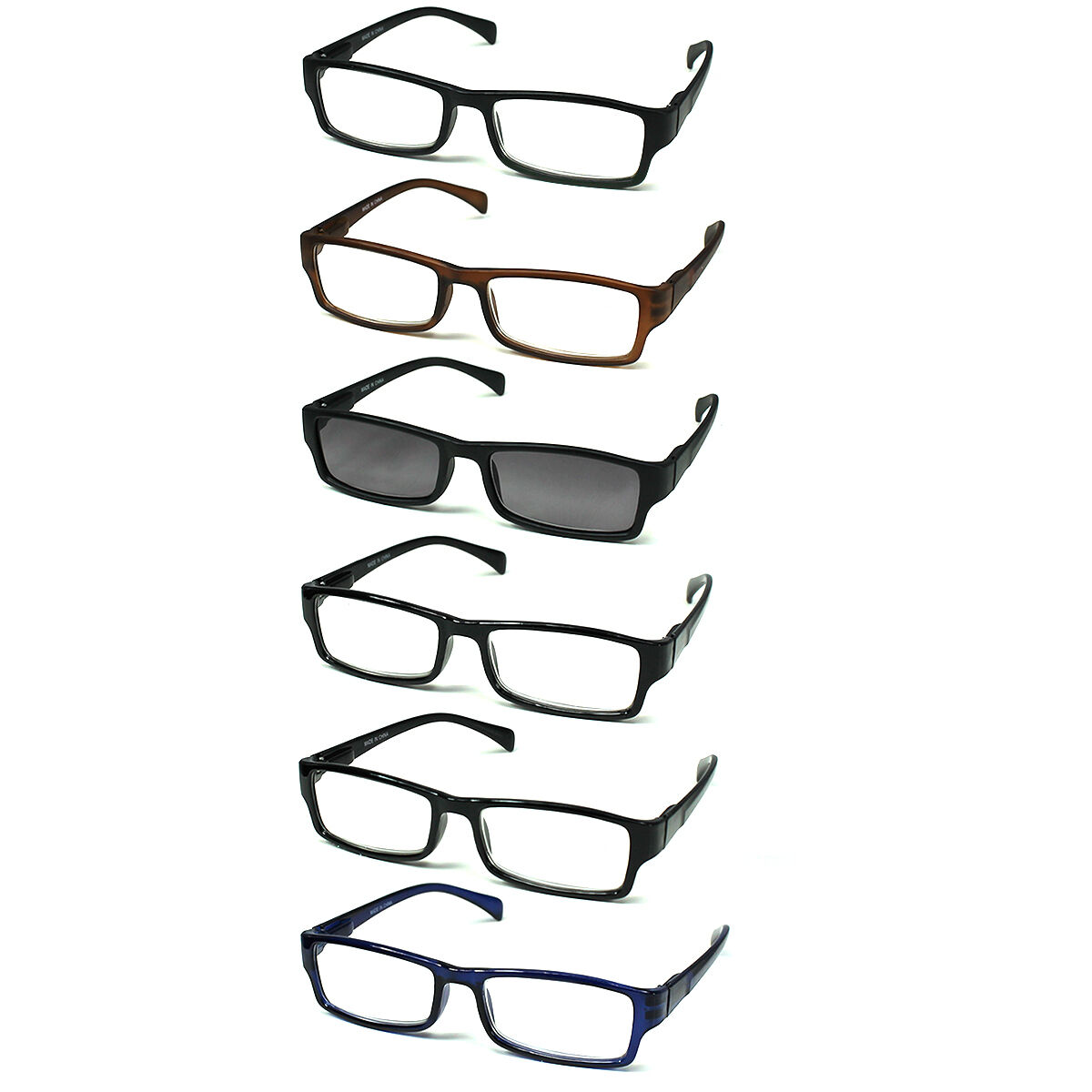 6-pack Spring Hinges Reading Glasses Unisex (5+1 Sunglasses Reader)