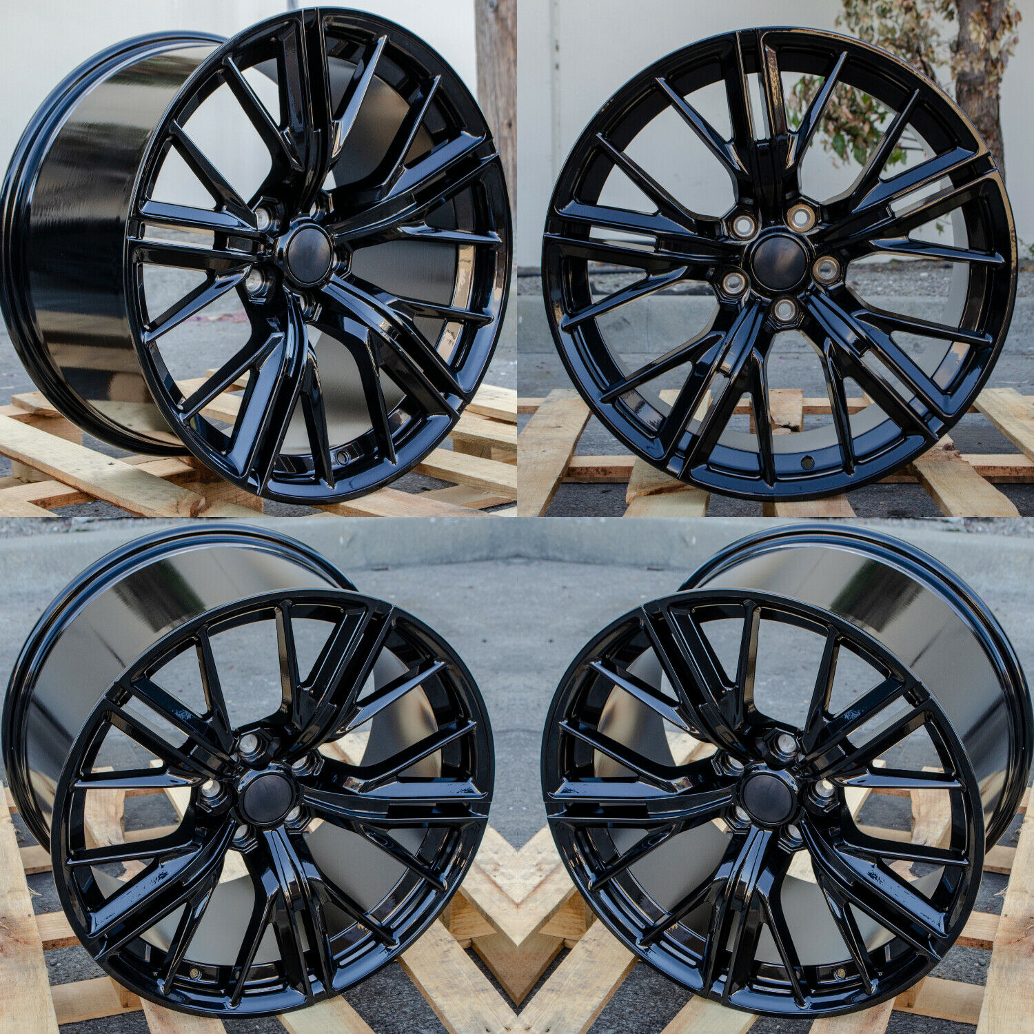 20x10 & 20x11 Oe Replica Zl1 Camaro Staggered Gloss Black Wheels 5x120 ( Set 4)