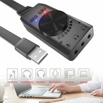 External Usb Sound Card Audio Adapter 3.5mm Stereo For Headset Mic Ps4 Laptop Pc