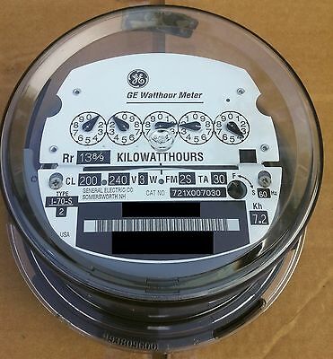 Ge- Electric Watthour Meter (kwh) Type I70s, I-70s, Fm 2s, 240v, 200a, 5 Pointer