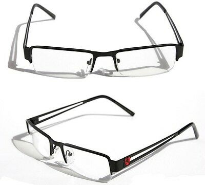 Men Khan Rectangular Half Rimless Metal Reader Reading Glasses Sophisticate Look