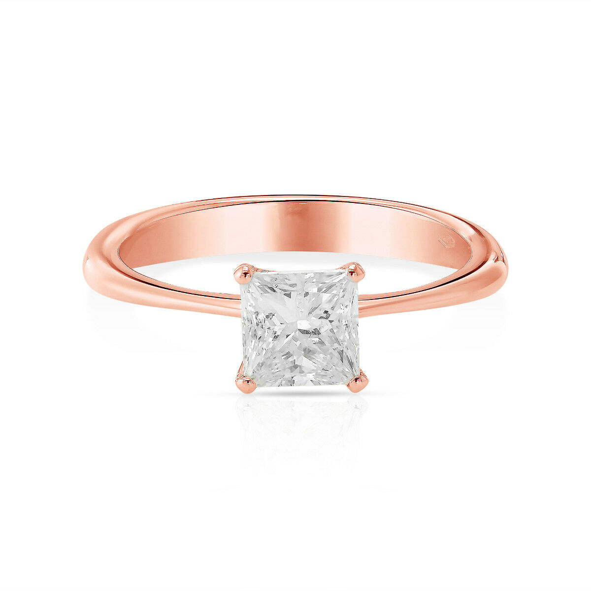 1 Carat Princess Cut E Vs2 Diamond Solitaire Engagement Ring 14k Rose Gold