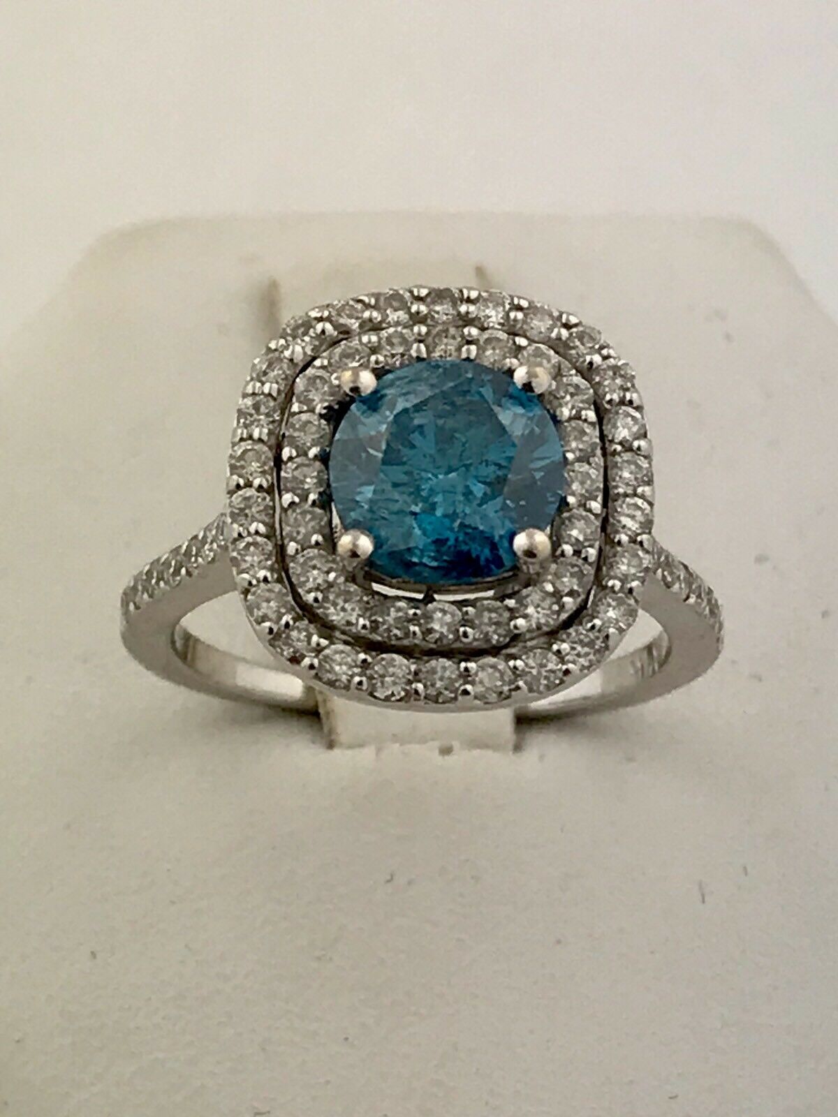 14k White Gold,fancy Blue Diamond 1.4 Cwt Lady's Ring  Us Size 6 1/4