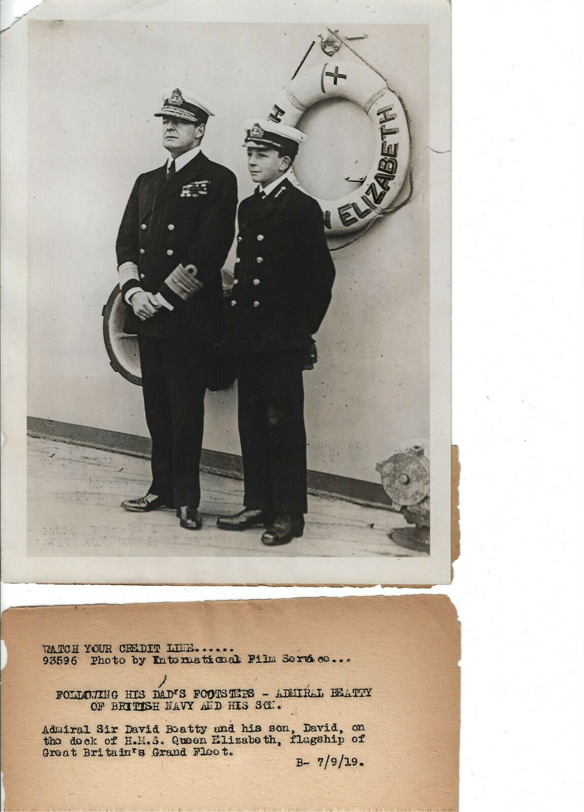 1919 Original Photo Admiral David Beatty W/son As Midshipman British Royal Navy