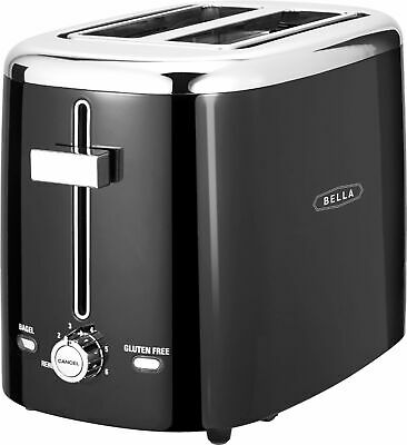 Bella - 2-slice Extra-wide/self-centering-slot Toaster - Black With Stainless...
