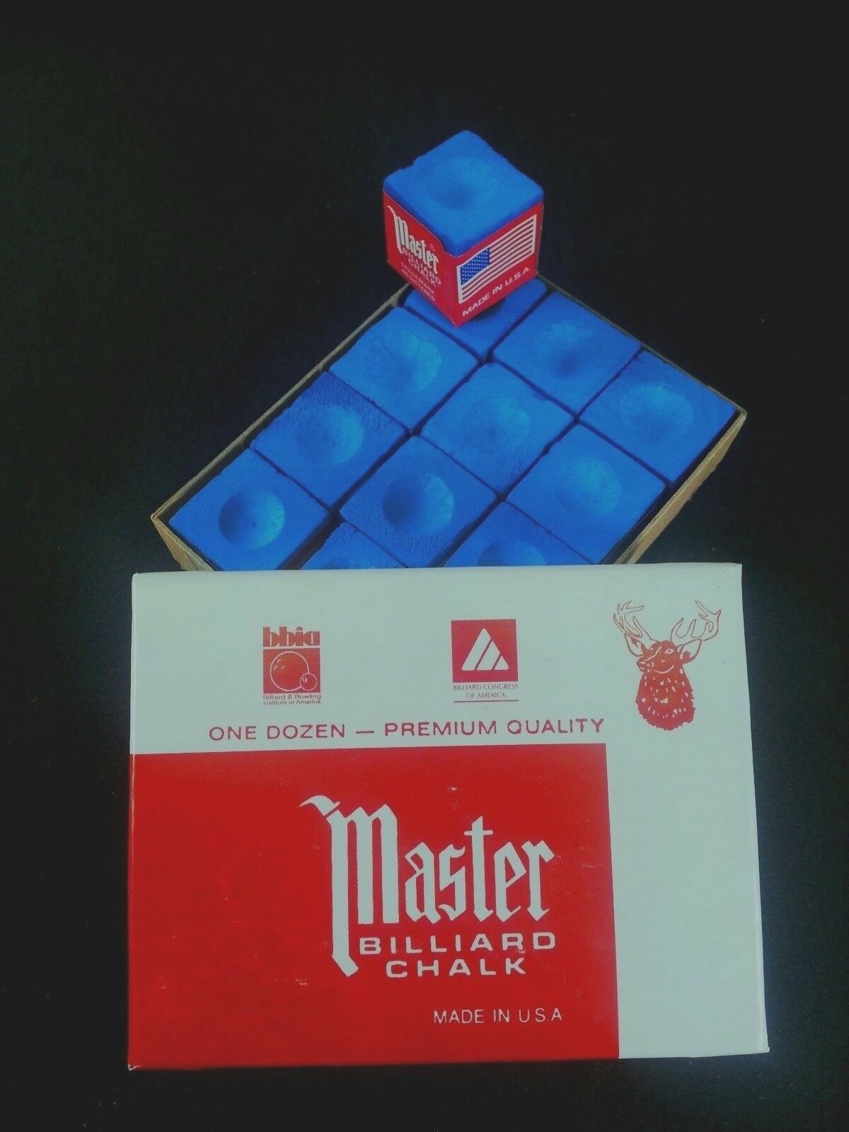 1 Box ( 12 Pieces ) Sky Blue Master Chalk Pack  - Pool & Billiard Cue Chalk