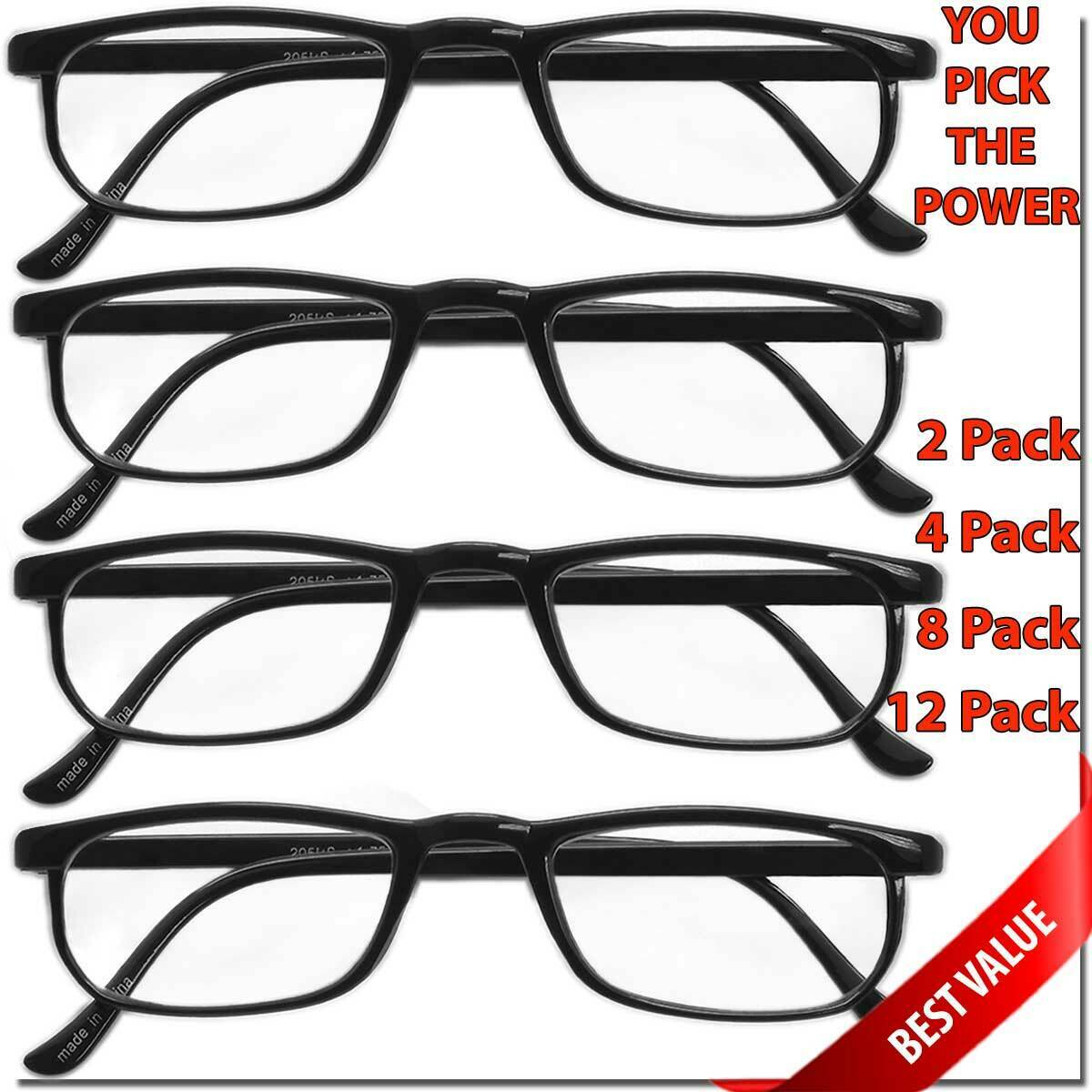 Reading Glasses Lens 2,4,8,12 Pack Lot Classic Reader Unisex Men Women Style Lot