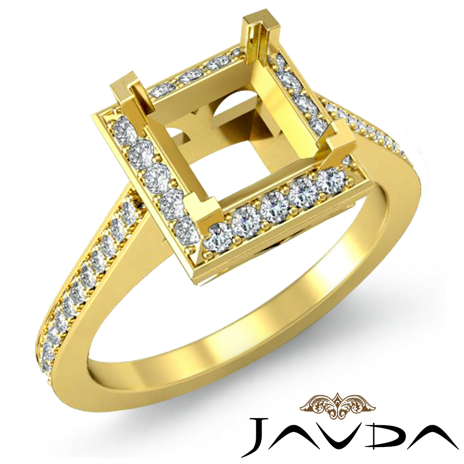 Princess Cut Diamond Engagement Semi Mount Proposed Ring 14k Yellow Gold 0.5ct